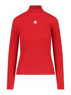 Courreges: Cuellos altos y polos - Suéter Con Cuello Alto - Rojo