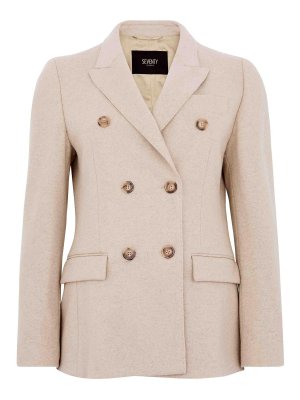 SEVENTY: blazers - Beige Double-Breasted Wool Blazer