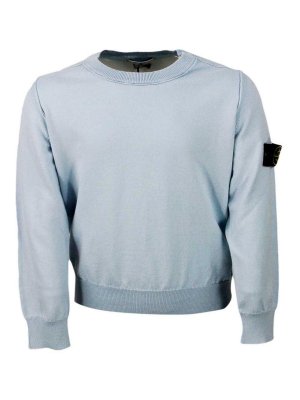 STONE ISLAND: Strickpullover mit Rundhalsausschnitt - Rundhalspullover - Hellblau