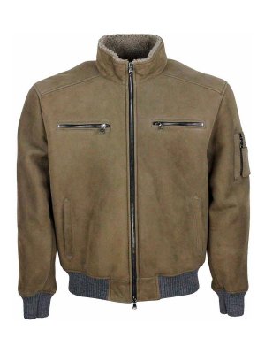 BARBA: Vestes en cuir - Blouson En Cuir - Beige