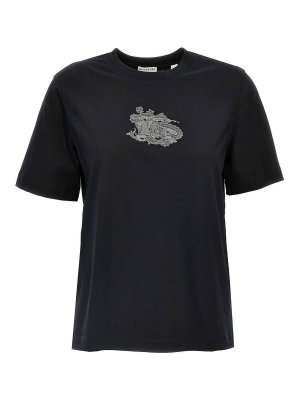 Burberry Logo Embroidery T-Shirt - Light Blue - Women | 8097946