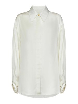 KHAITE: shirts - Cream-Colored Cupro Twill Bam Shirt