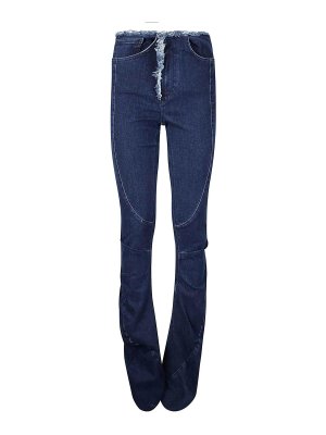 OTTOLINGER: Trousers Shorts - Raw-Edge Drape Denim Pants