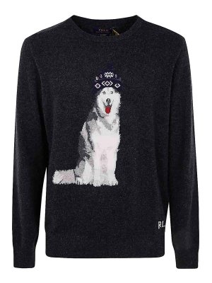 POLO RALPH LAUREN: Strickpullover mit Rundhalsausschnitt - Rundhalspullover - Grau