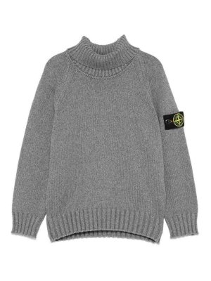 Stone Island Junior: Strickpullover mit Rundhalsausschnitt - Rundhalspullover - Grau