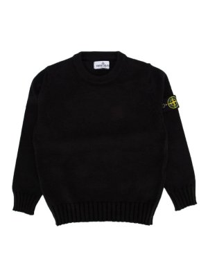 Stone Island Junior: Suéteres con cuello pico - Suéter Cuello Redondo - Negro