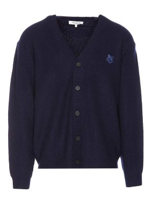 MAISON KITSUNÉ: cardigans - Maison Kitsune Ink Blue Cardigan