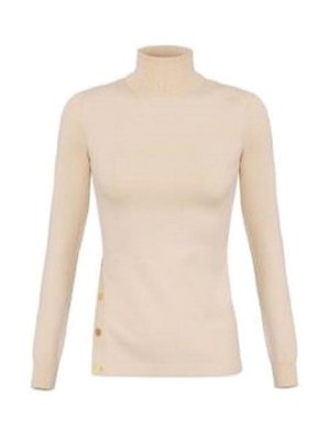 ELISABETTA FRANCHI: crew necks - Viscose Turtleneck With Buttons On The Side