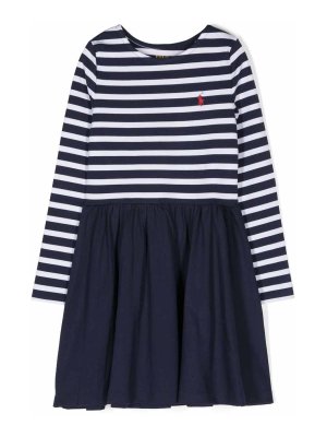 POLO RALPH LAUREN: knee length dresses - Striped Print Front Logo Dress