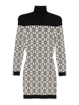 ELISABETTA FRANCHI: short dresses - Logo Turtleneck Mini Dress