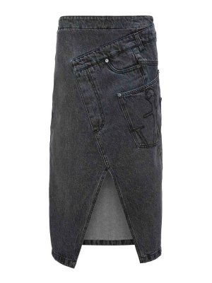 J.W. ANDERSON: gonne al ginocchio  e longuette - Gonna midi in denim intrecciato