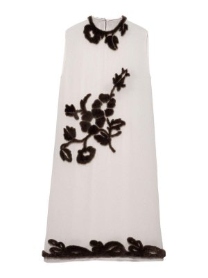 PRADA: knee length dresses - Embroidered Georgette Dress