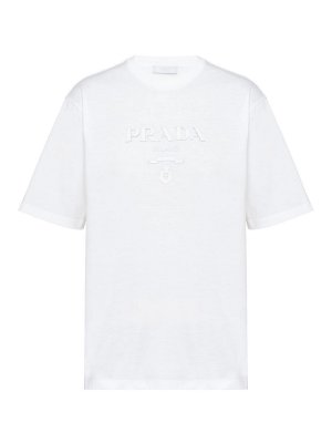 PRADA: t-shirts - Raised Logo Round-Neck T-Shirt