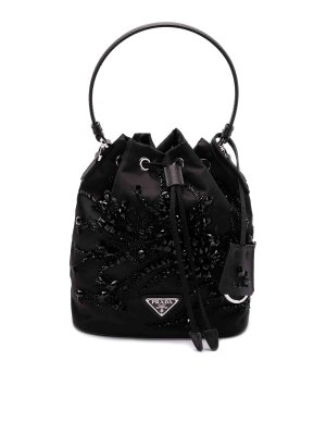 PRADA: cross body bags - Enamel Triangle-Logo Tote Bag