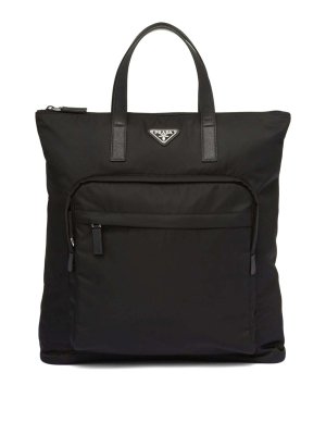 PRADA: cross body bags - Re-Nylon Saffiano-Leather Tote Bag