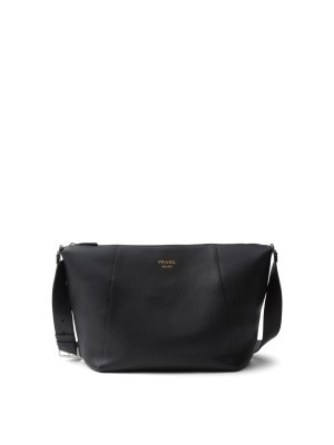 PRADA: cross body bags - Logo-Stamp Leather Shoulder Bag