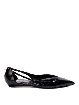 PRADA: classic shoes - 15Mm Cut-Out Leather Ballerina Shoes