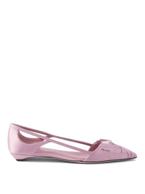 PRADA: flat shoes - Satin-Finish Cut-Out Ballerinas