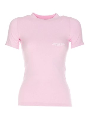 Tシャツ・カットソー BALENCIAGA Women Tops 809122 PINK BALENCIAGA Cropped distressed logo-print stretch-cotton