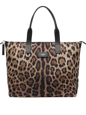 DOLCE & GABBANA: borse a tracolla - Borsa Shopping Leopardata Con Logo