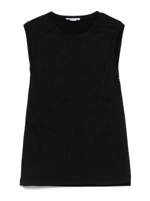 Tシャツ・カットソー alexander mcqueen Black stretch viscose blend top Alexander McQueen Hybrid Black T-shirt | italist | REVERSIBLE