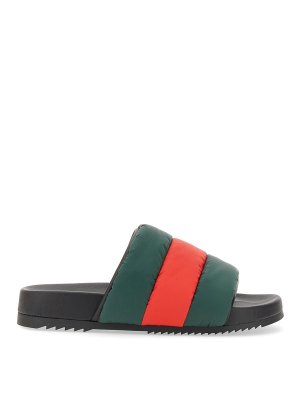 GUCCI: sandals - Slider Sandal With Web Ribbon