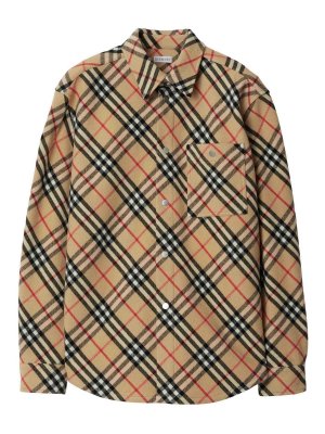 Tシャツ・カットソー Burberry FW24 CHECK SHIRT (8098842 C1477) Brown Shirt with check pattern Burberry - Vitkac GB