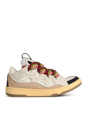 LANVIN: trainers - Curb White Leather Blend Sneakers