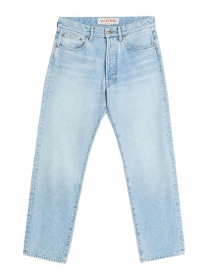 VALENTINO GARAVANI: straight leg jeans - Light Blue Denim Trousers