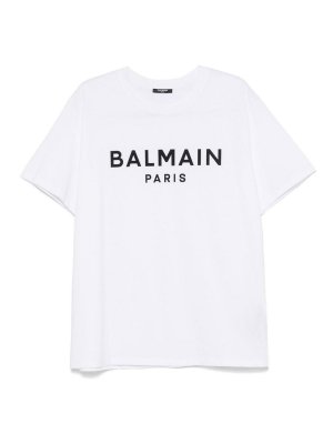 Balmain: t-shirts - Print T-Shirt - Reg Fit White/Black