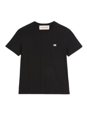 VALENTINO GARAVANI: t-shirts - T-Shirt Jerseyregular Patch Logo Nero