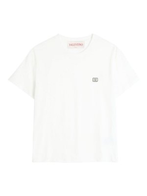 VALENTINO GARAVANI: t-shirts - T-Shirt Jerseyregular Patch Logo Avorio