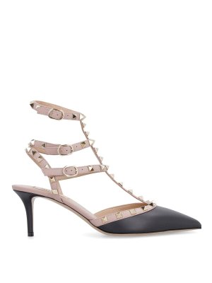 VALENTINO GARAVANI: court shoes - Ankle Strap Black/Poudre