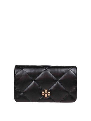 TORY BURCH: cross body bags - Kira Diamond Wallet Bag In Black Leather