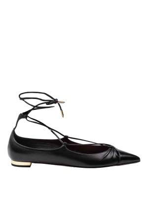 Aquazzura: flat shoes - Gabi Flat In Black Nappa Leather
