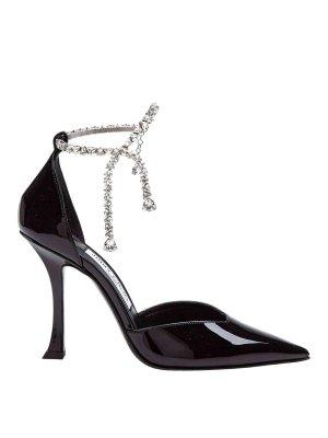 JIMMY CHOO: sandals - Stevie 100 Patent Sandal With Crystal Anklet