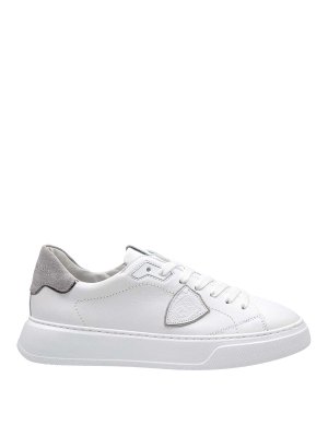PHILIPPE MODEL: trainers - Temple Low Man Sneakers In White/Grey Leather