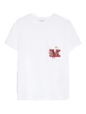 Max Mara: t-shirts - Nunzio Jersey T-Shirt With Embroidered Pocket