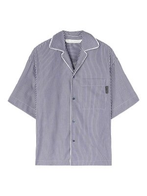 Palm Angels: shirts - Curved Logo-Print Striped Shirt