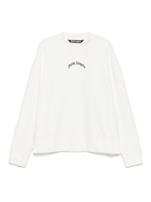 Palm Angels: Sweatshirts & Sweaters - Curved-Logo Sweatshirt