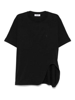 Tシャツ・カットソー THE ATTICO FW25 Black crepe top (251WCI00022VVV105AA 100) Cotton-blend fleece sweatshirt dress in black - The Attico