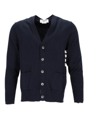 THOM BROWNE: cardigans - Jersey Stitch Relaxed Fit V Neck Cardigan