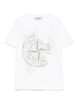 Stone Island Junior: T-shirts - T-Shirt - Weiß