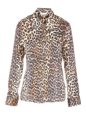 GANNI: shirts - Printed Leopard Shirt