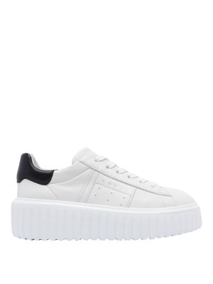 スニーカー HOGAN Women Sneakers HXW6450FJ50KCOB001 P25 WHITE HOGAN Hogan H-Stripes sneakers in grainy leather - White