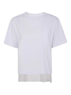 Sacai: t-shirt - T-shirt in cotone misto twill di nylon