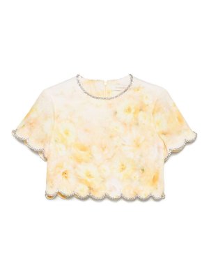 ZIMMERMANN: Tops & Tank tops - Short Top In Yellow Linen With Floral Print