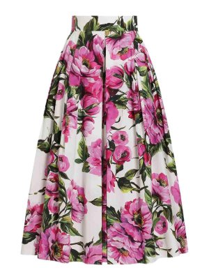 スカート Dolce & Gabbana Floral longuette skirt (F4B6UTFSA7B HN5IY) Dolce&Gabbana Longuette skirt with floral print | TheDoubleF