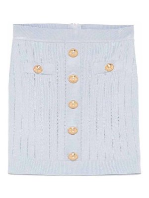 Balmain: Minifaldas - Falda Semilarga - Azul