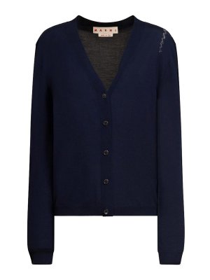 Marni: Suéteres con cuello pico - Suéter Cuello Redondo - Azul